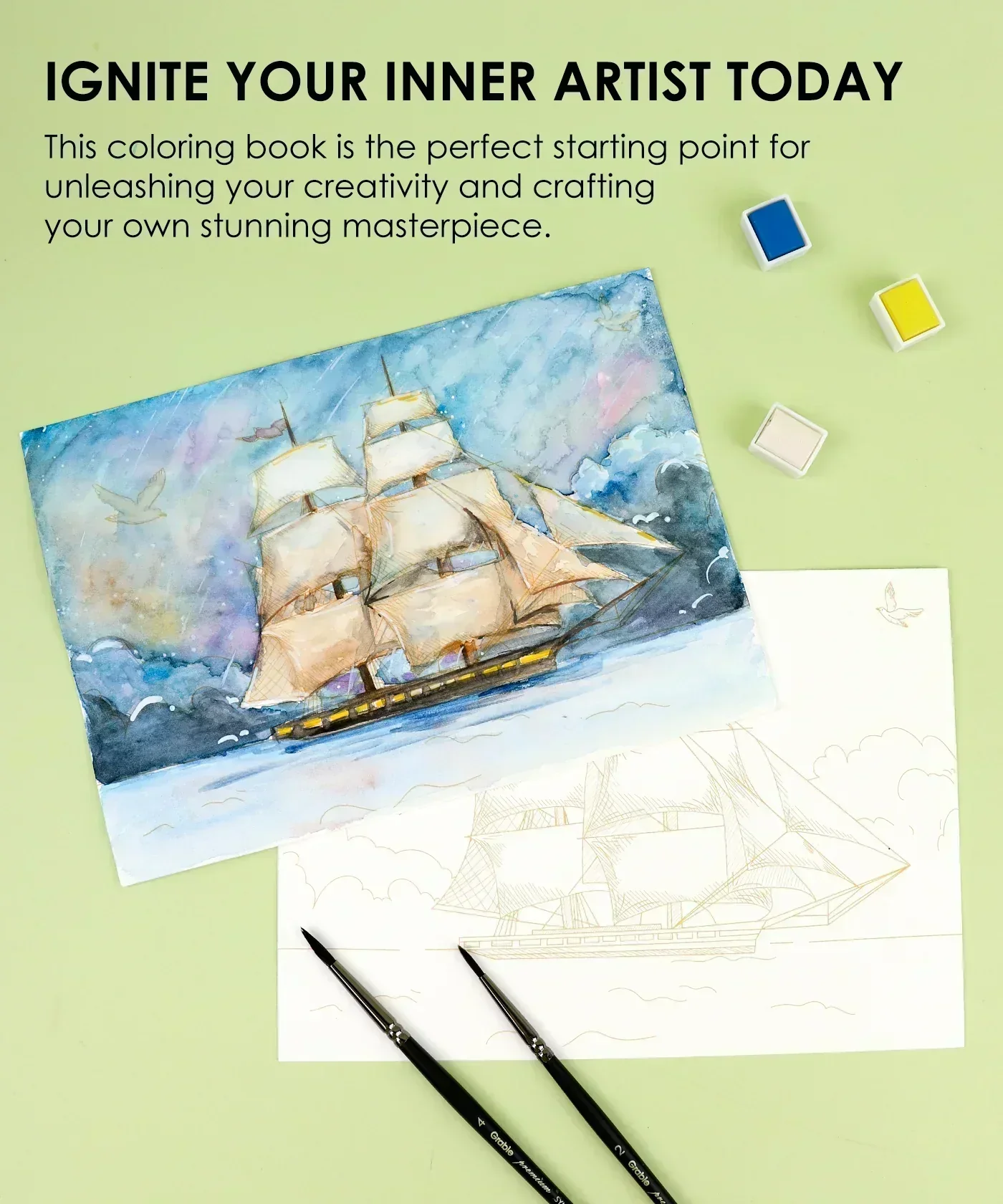 15 Sheets 140LB Landscape-Themed Watercolor Coloring Book - Image 5