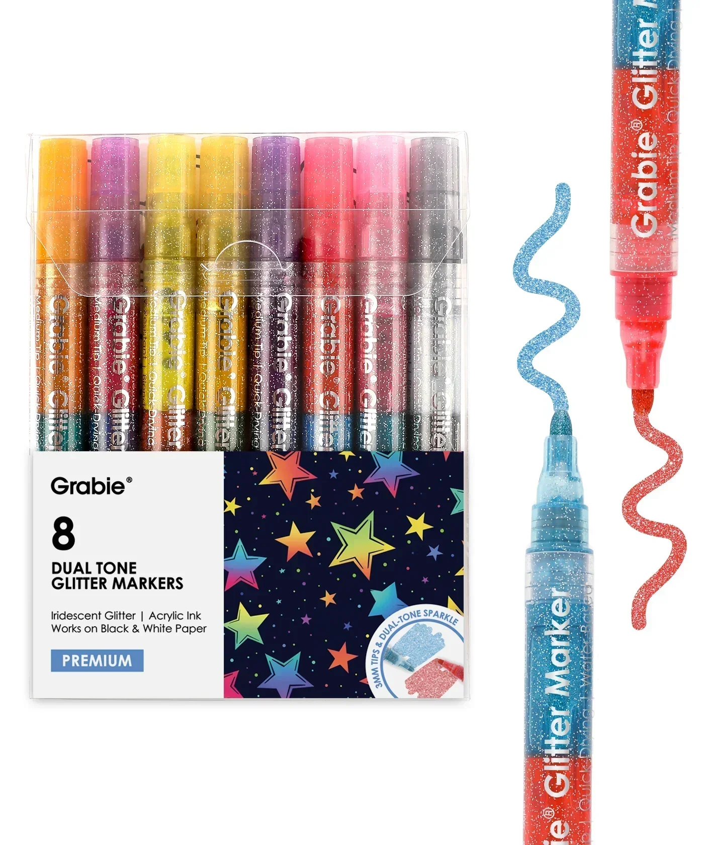 Iridescent Glitter Acrylic Paint Marker Set - Image 10