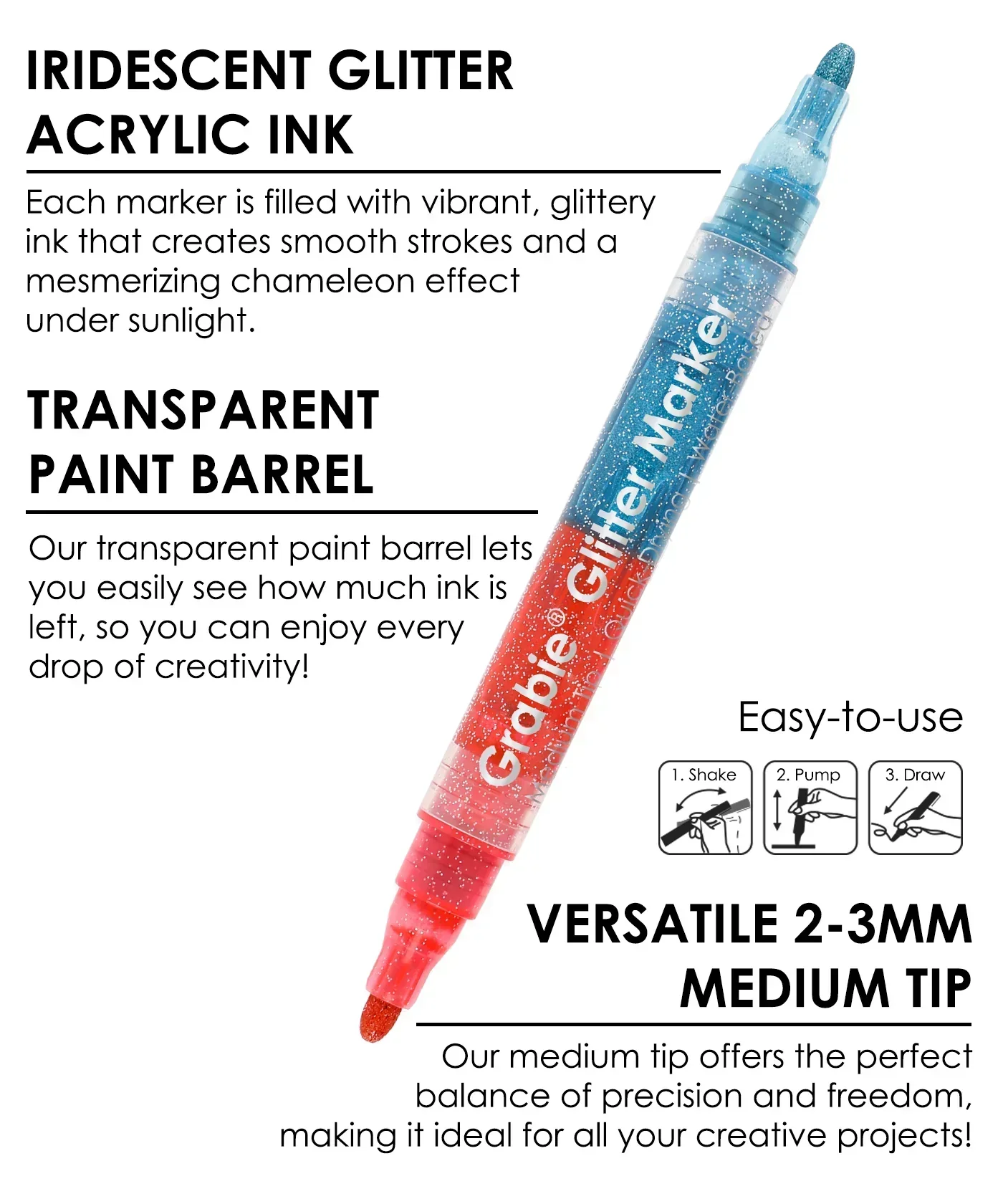 Iridescent Glitter Acrylic Paint Marker Set - Image 11