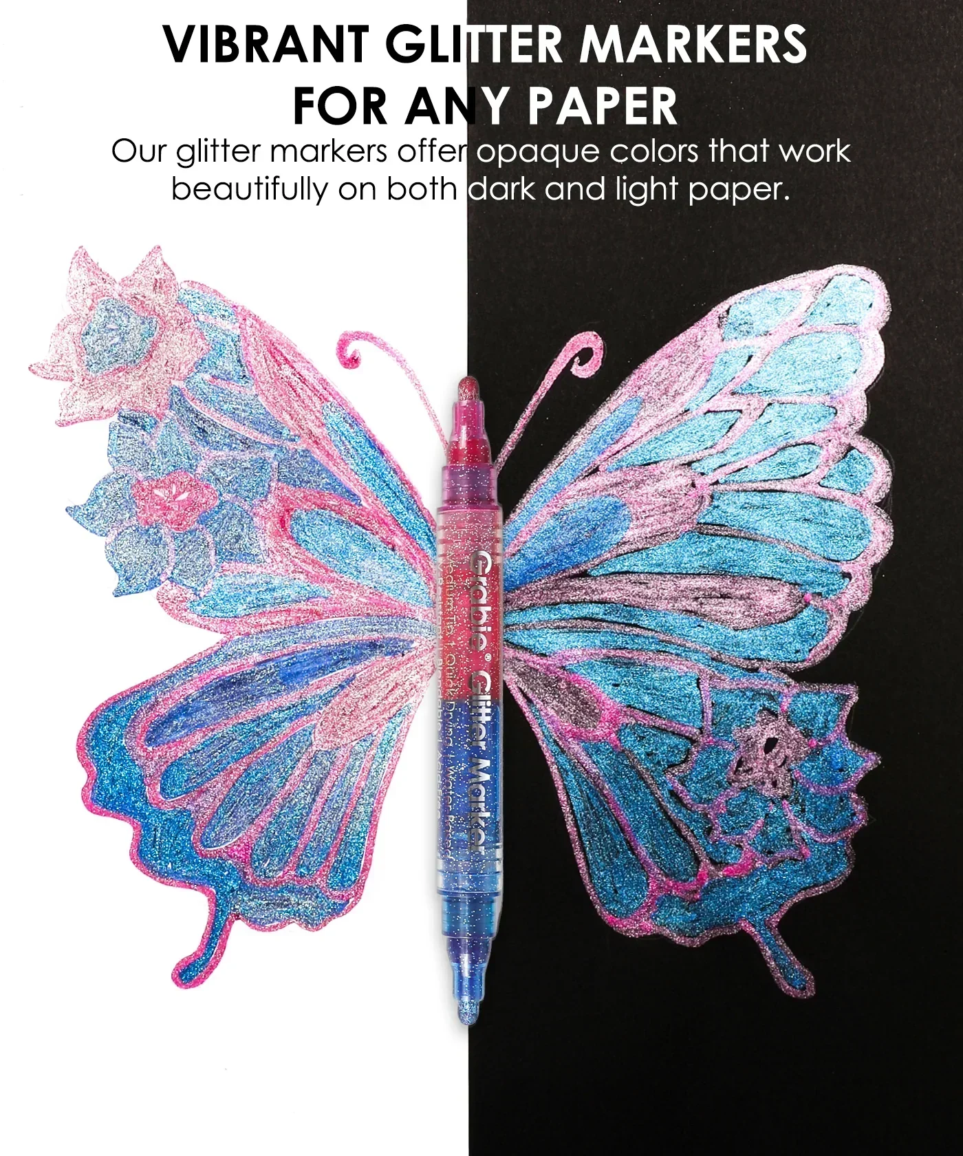 Iridescent Glitter Acrylic Paint Marker Set - Image 12