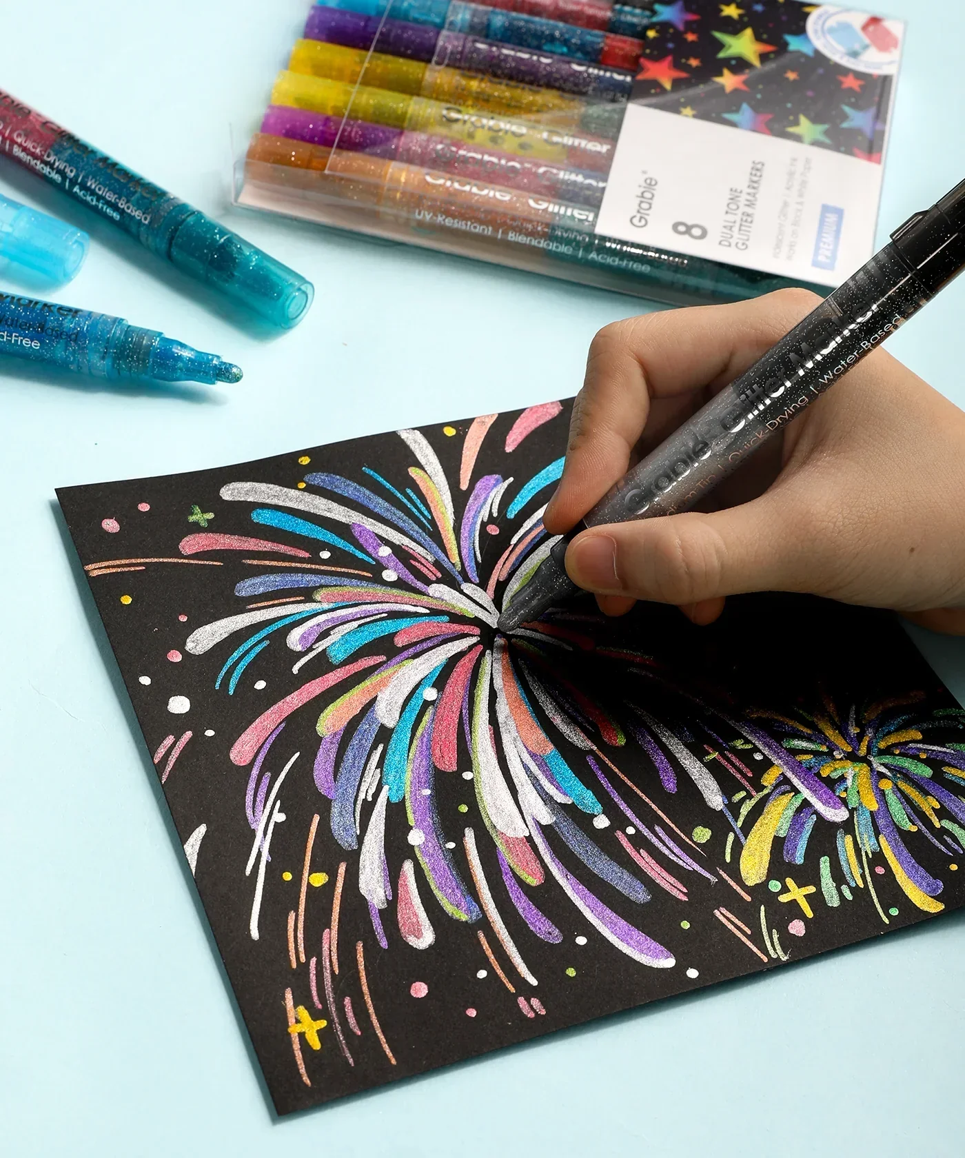 Iridescent Glitter Acrylic Paint Marker Set - Image 15