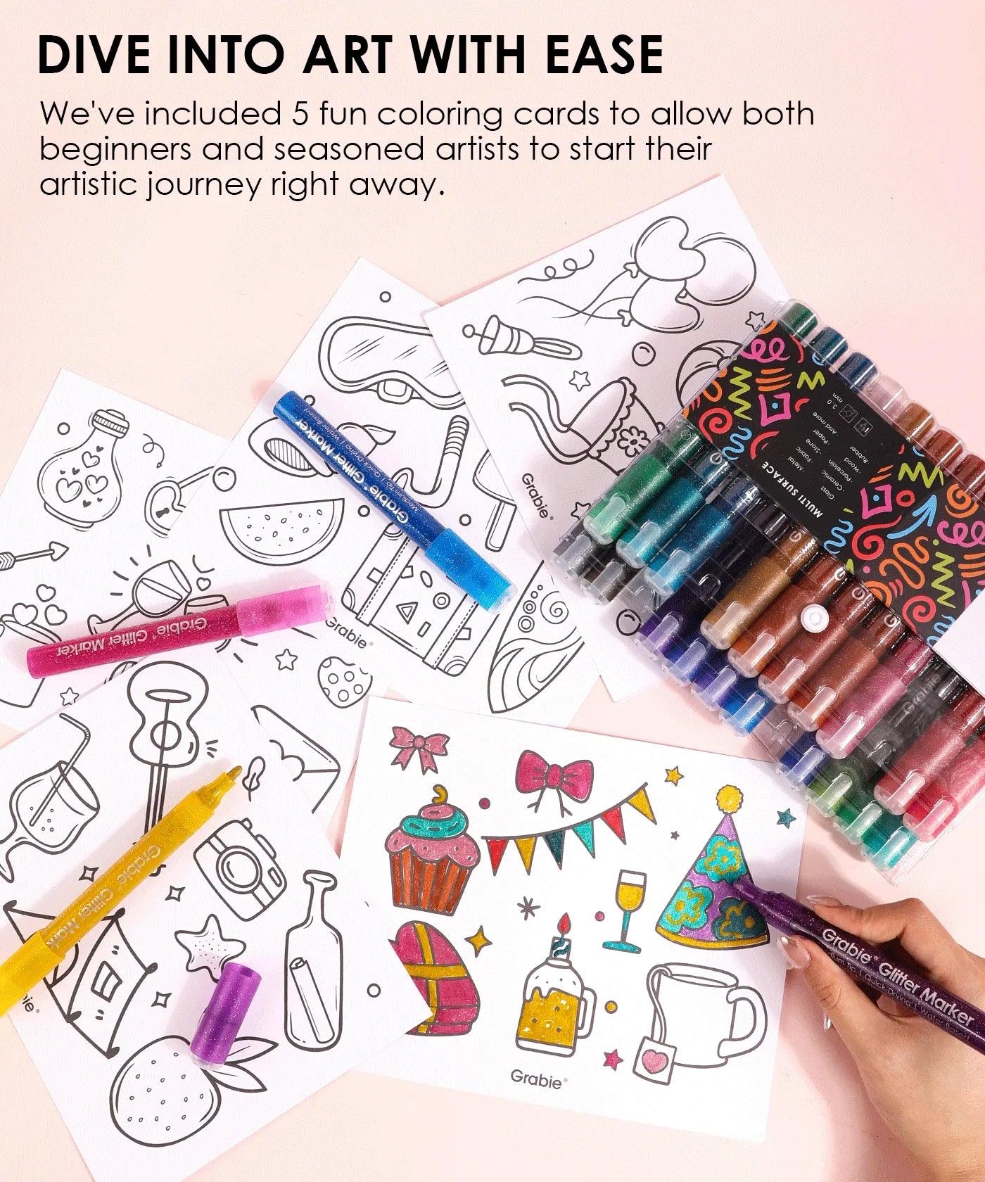 Iridescent Glitter Acrylic Paint Marker Set - Image 7