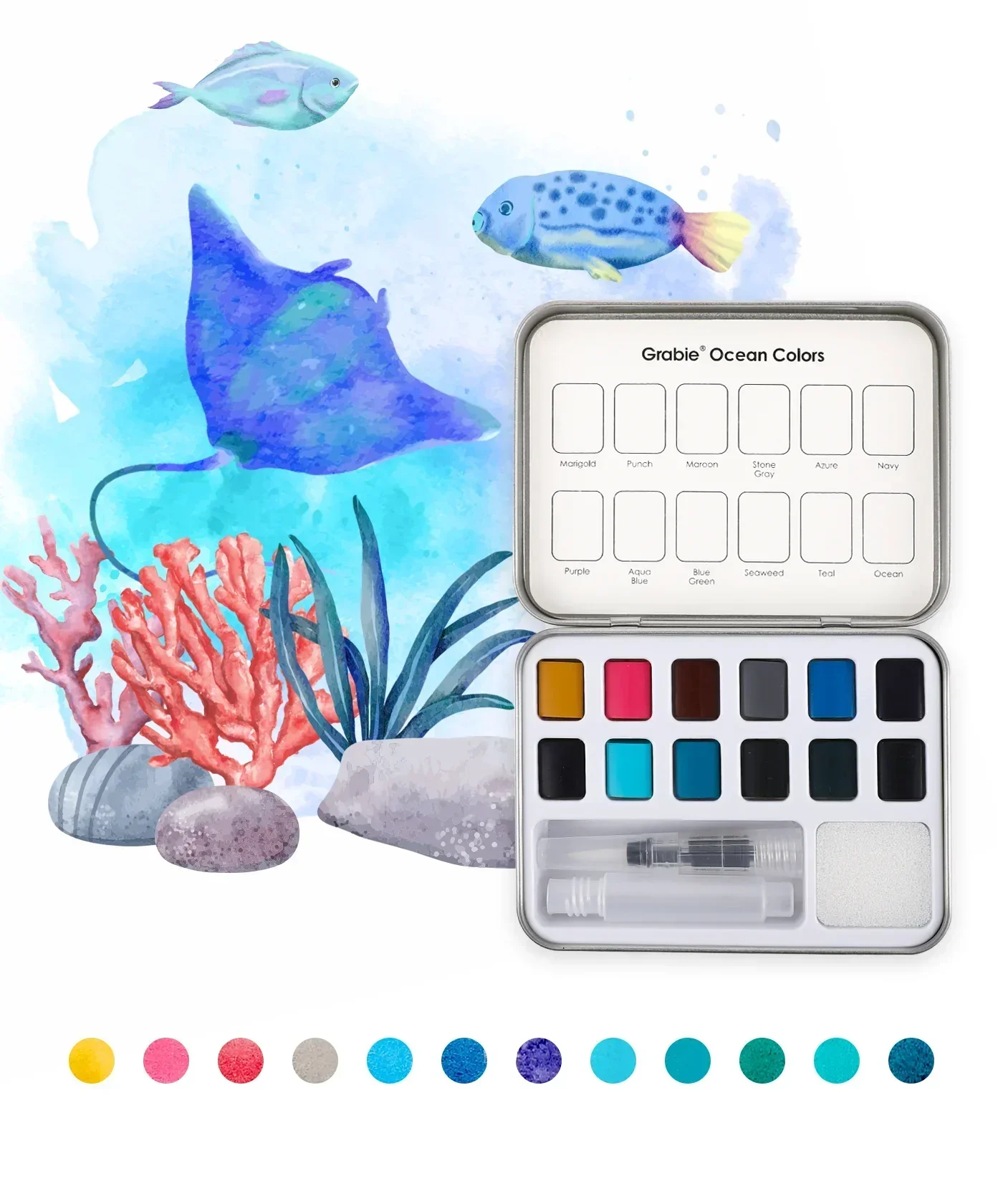 Ocean-Themed Watercolor Coloring Club Box - Image 4