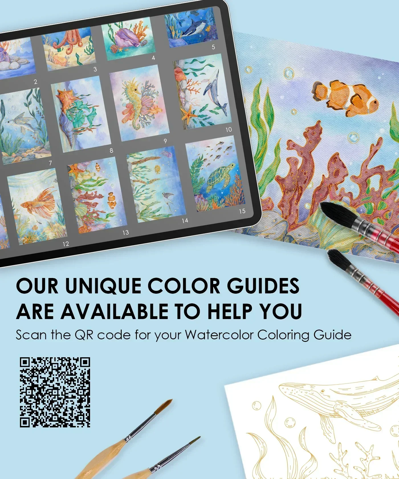 Ocean-Themed Watercolor Coloring Club Box - Image 8