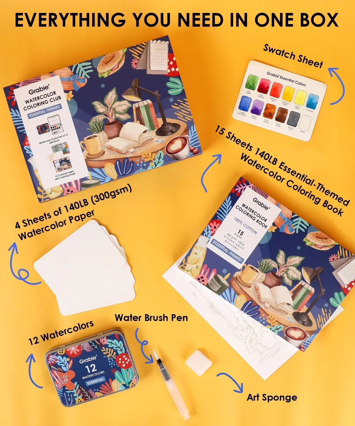 Essential-Themed  Watercolor Coloring Club Box - Image 3