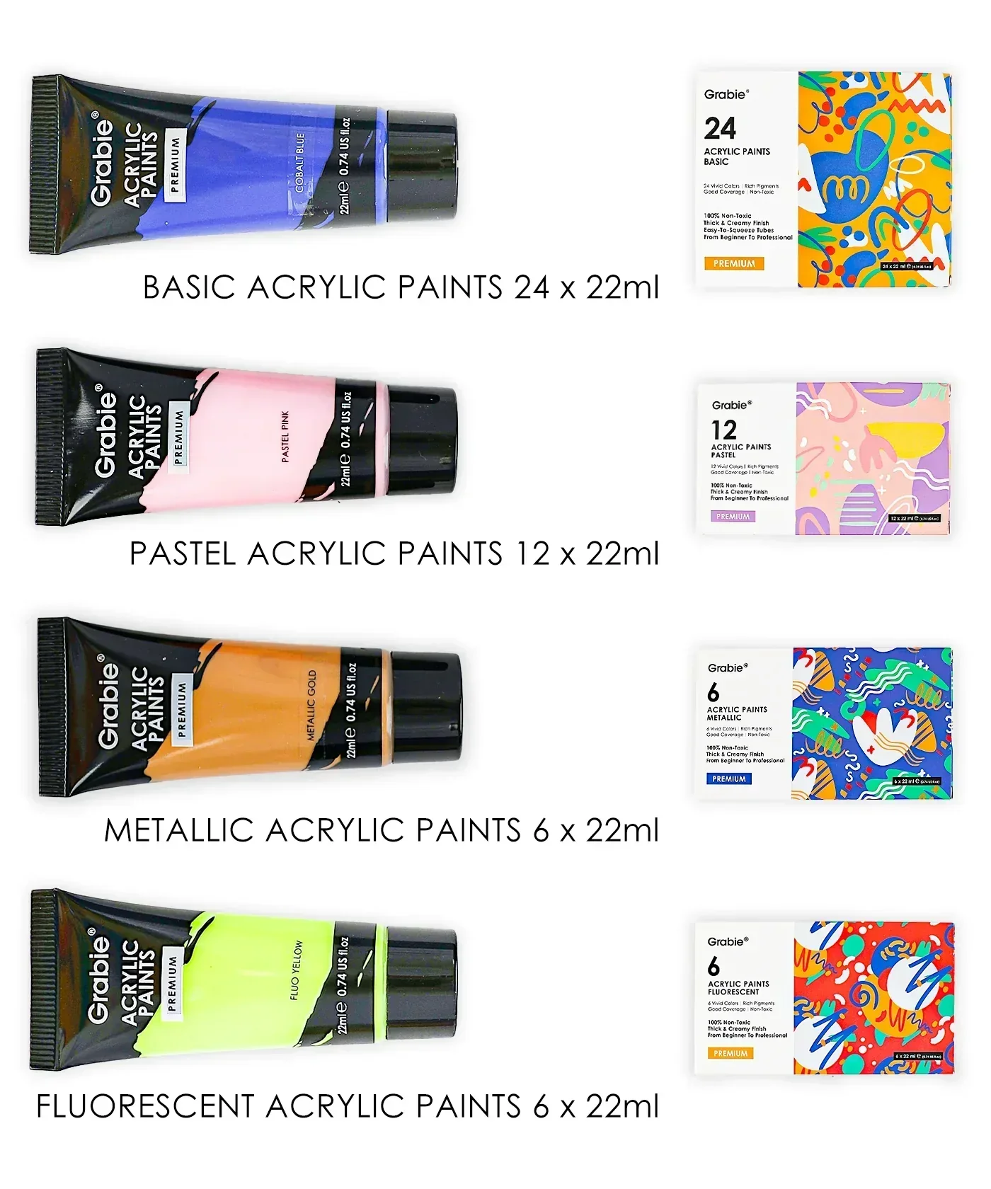 Premium Acrylic Paint Set - 22ml Tubes - Image 7