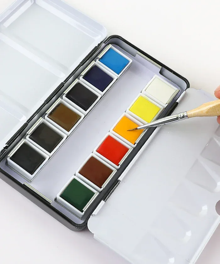 Premium Watercolor 12 Half Pan Deluxe Travel Set - Image 6