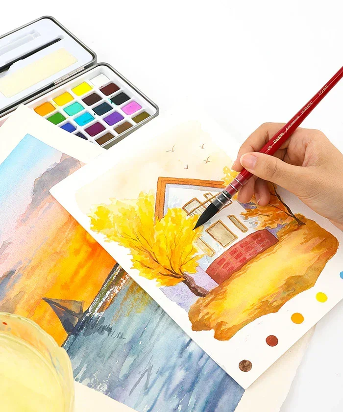 Watercolor Set Of 100 With 9 Pcs Synthetic Quill Paint Brushes - Image 15