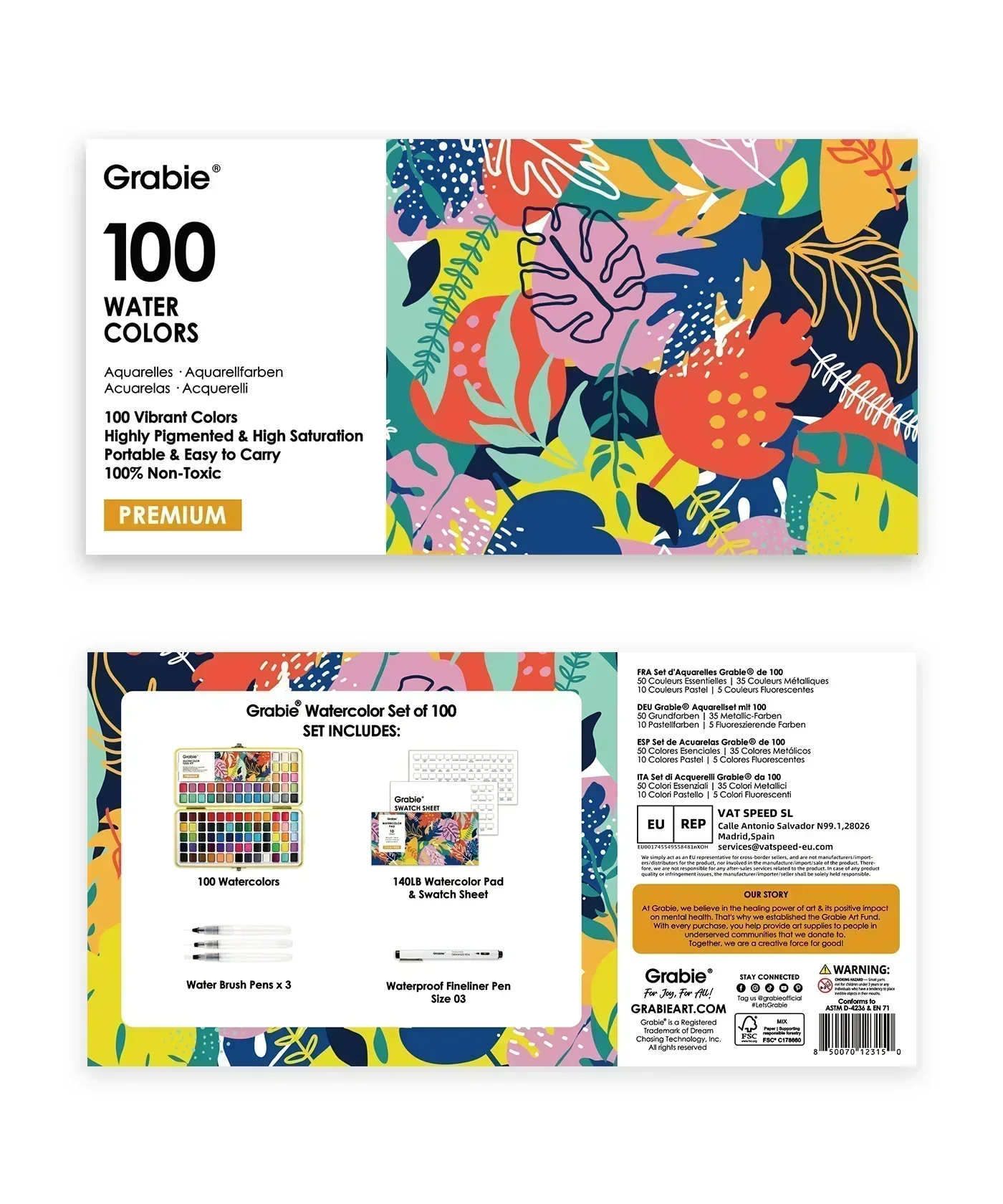 Watercolor Set of 100 With 11 Pcs Miniature Detail Paint Brushes - Image 14