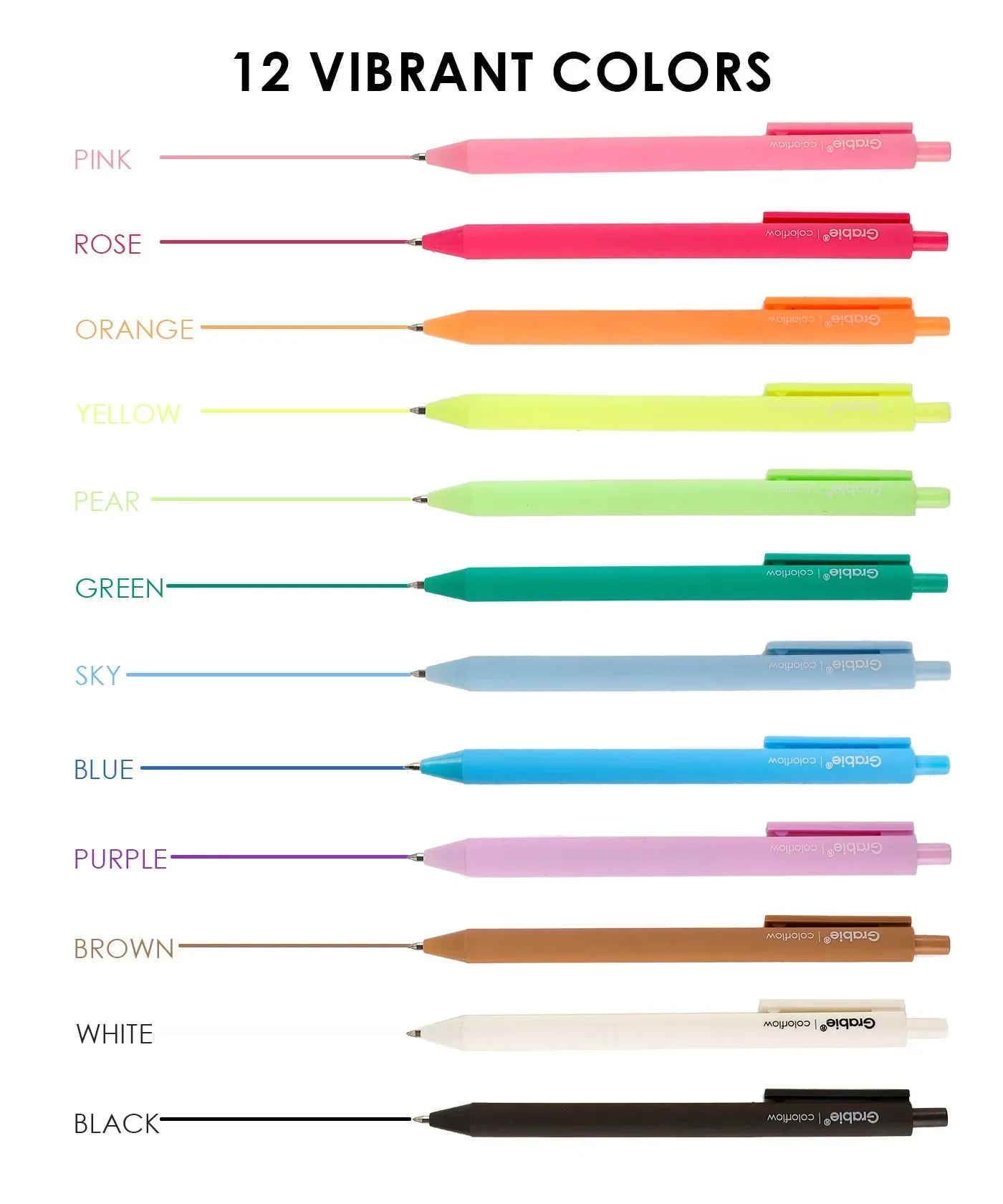 Retractable Colorflow Acrylic Gel Pen Set of 12 - Image 7