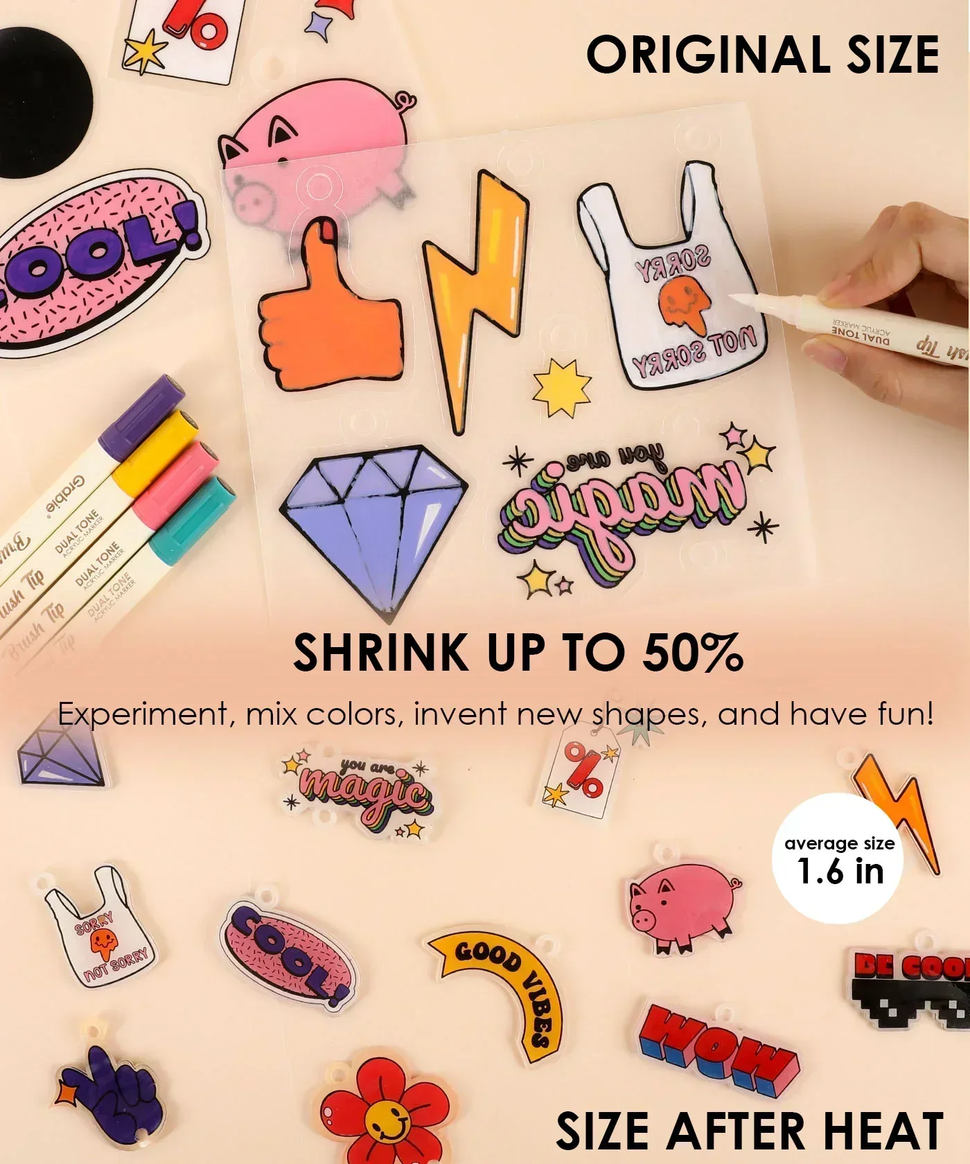 Shrink to Sparkles Craft Kit (DIY Shrinky Dinks Set) - Image 3