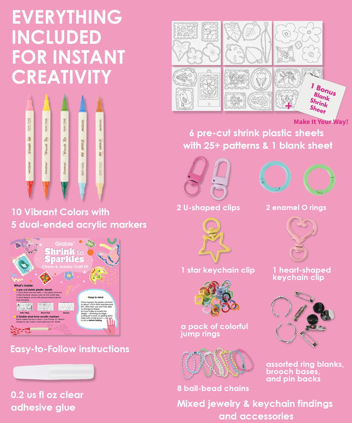 Shrink to Sparkles Craft Kit (DIY Shrinky Dinks Set) - Image 12