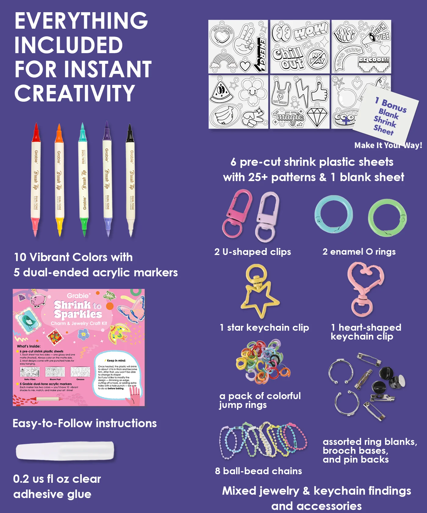 Shrink to Sparkles Craft Kit (DIY Shrinky Dinks Set) - Image 9