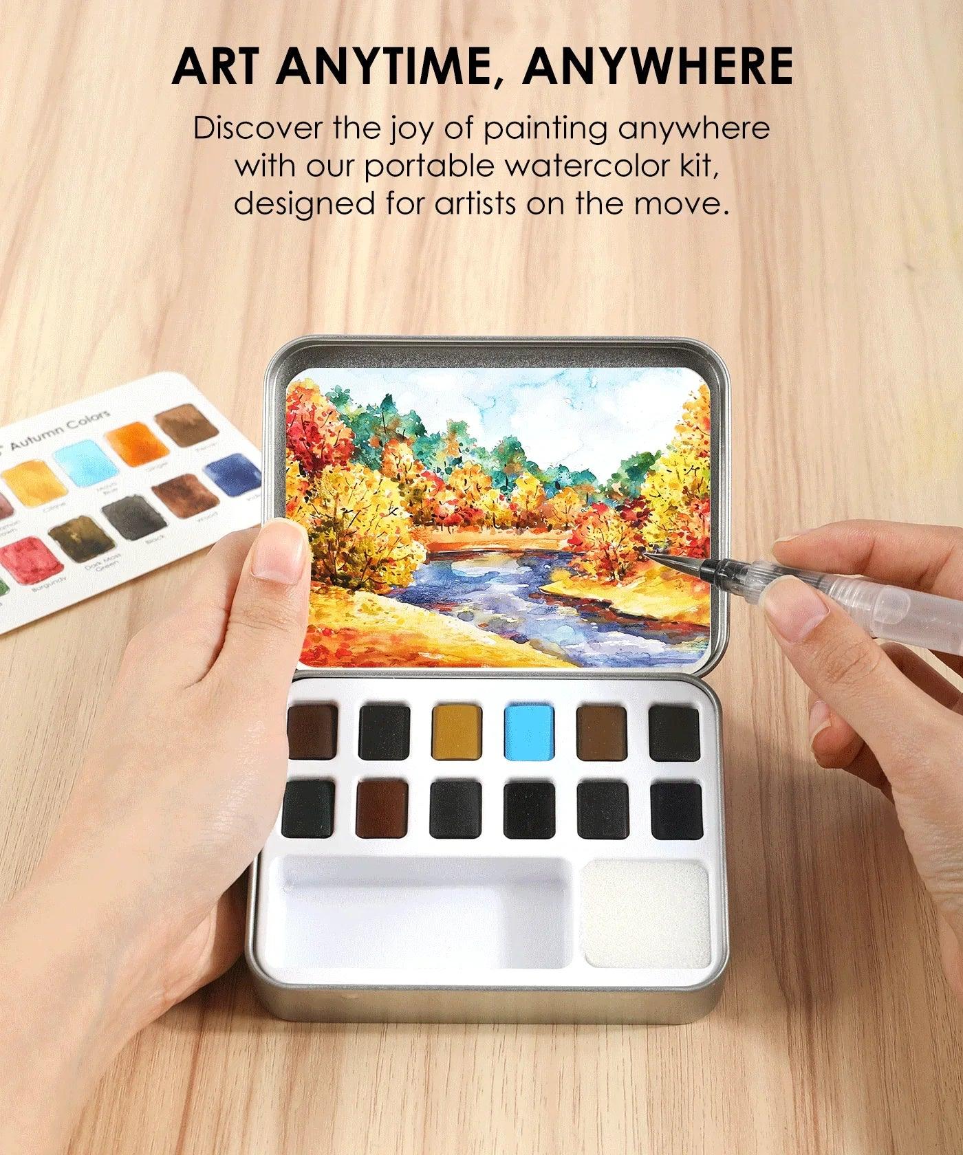 Watercolor Pocket Set Of 12 With Brush - Autumn Colors - Image 3