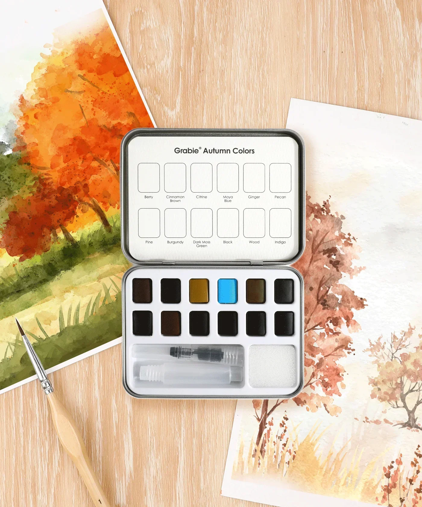 Watercolor Pocket Set Of 12 With Brush - Autumn Colors - Image 7