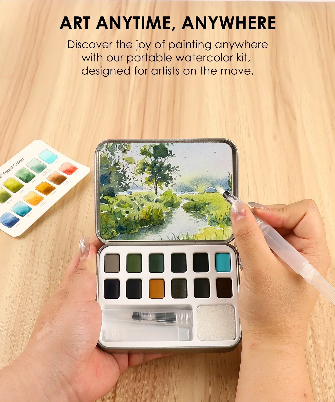 Watercolor Pocket Set Of 12 With Brush - Forest Colors - Image 3