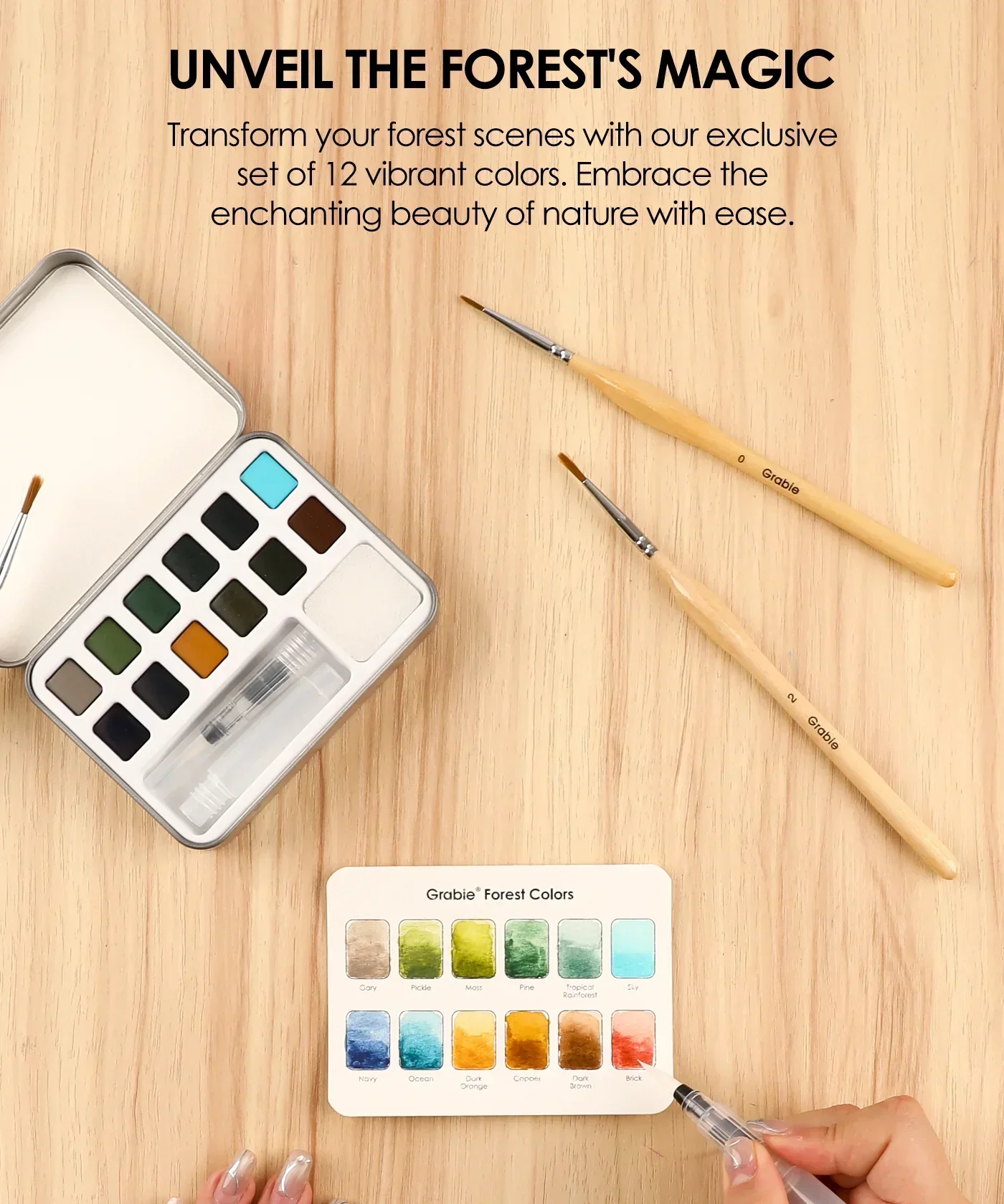 Watercolor Pocket Set Of 12 With Brush - Forest Colors - Image 5