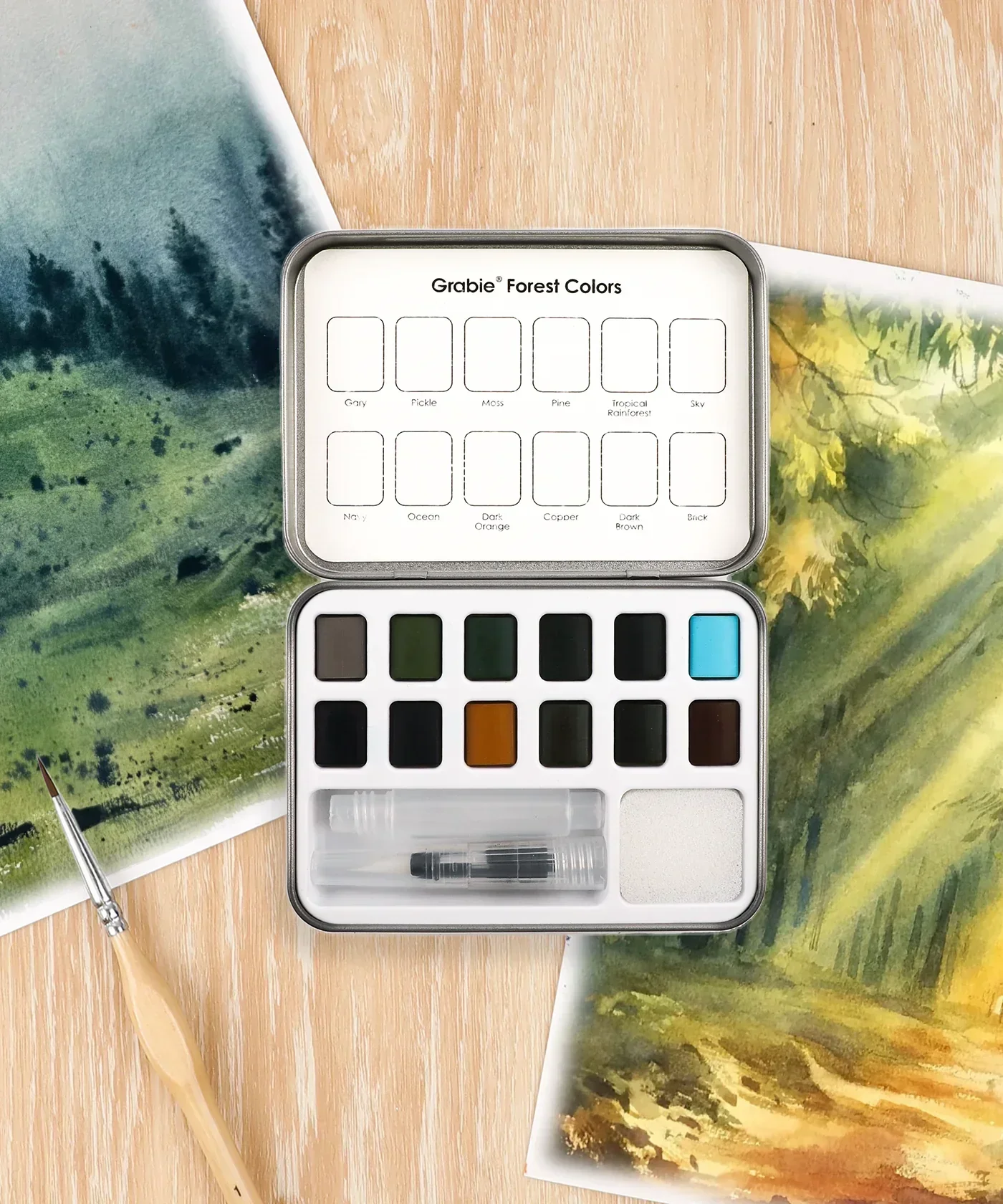 Watercolor Pocket Set Of 12 With Brush - Forest Colors - Image 6