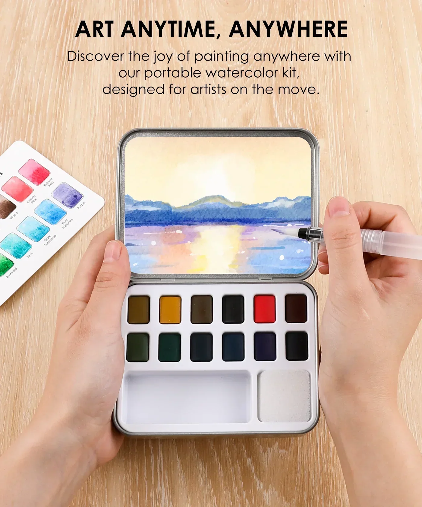 Watercolor Pocket Set Of 12 With Brush - Landscape Colors - Image 3