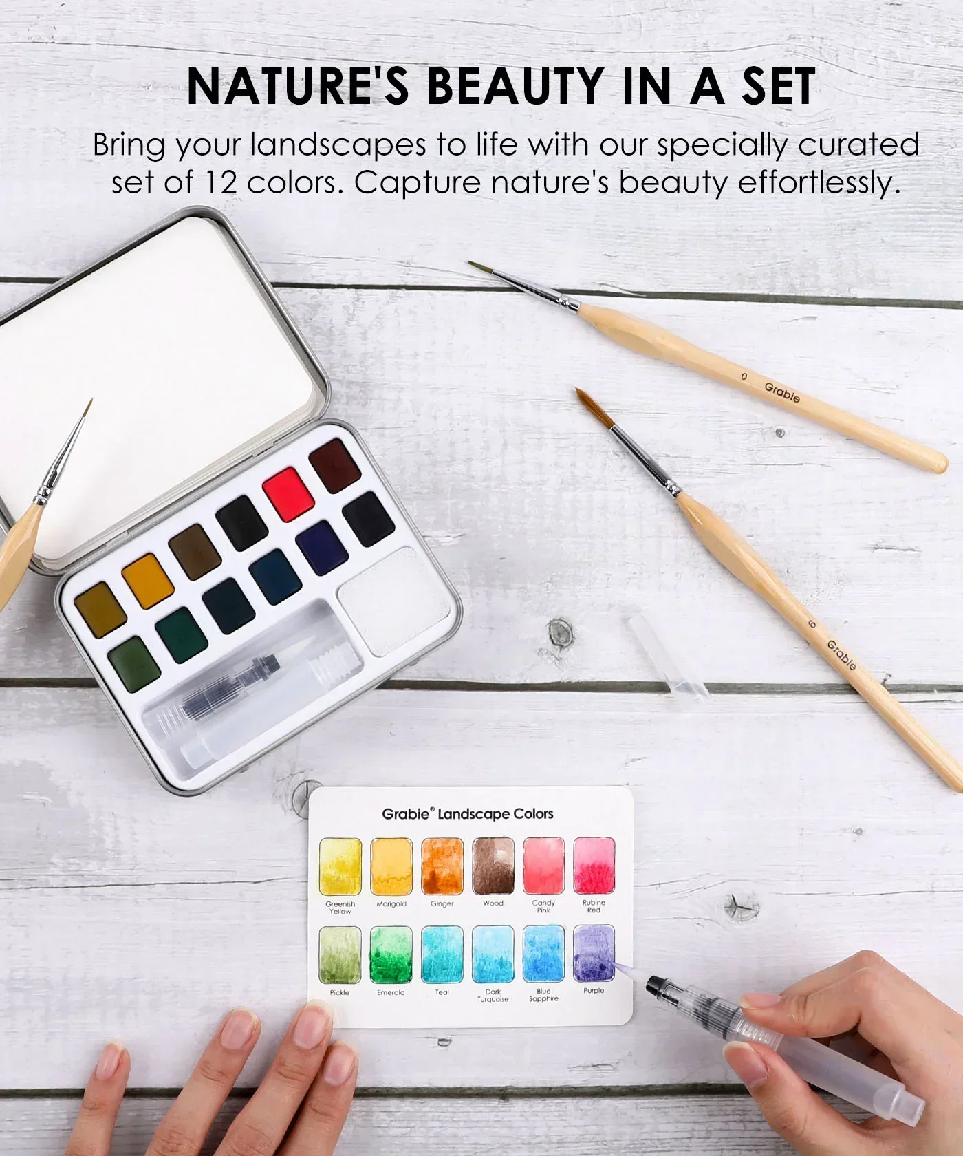 Watercolor Pocket Set Of 12 With Brush - Landscape Colors - Image 5