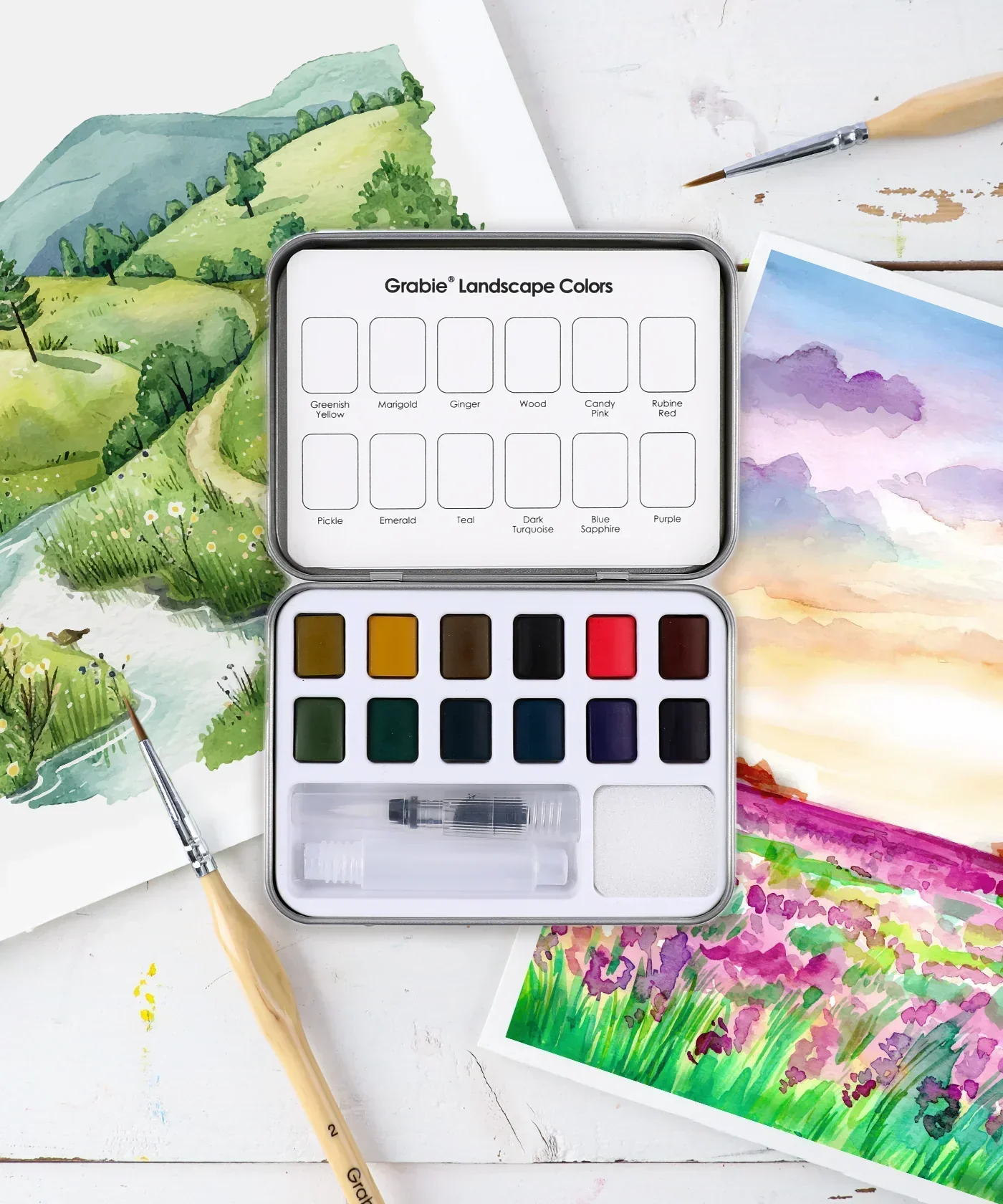 Watercolor Pocket Set Of 12 With Brush - Landscape Colors - Image 6