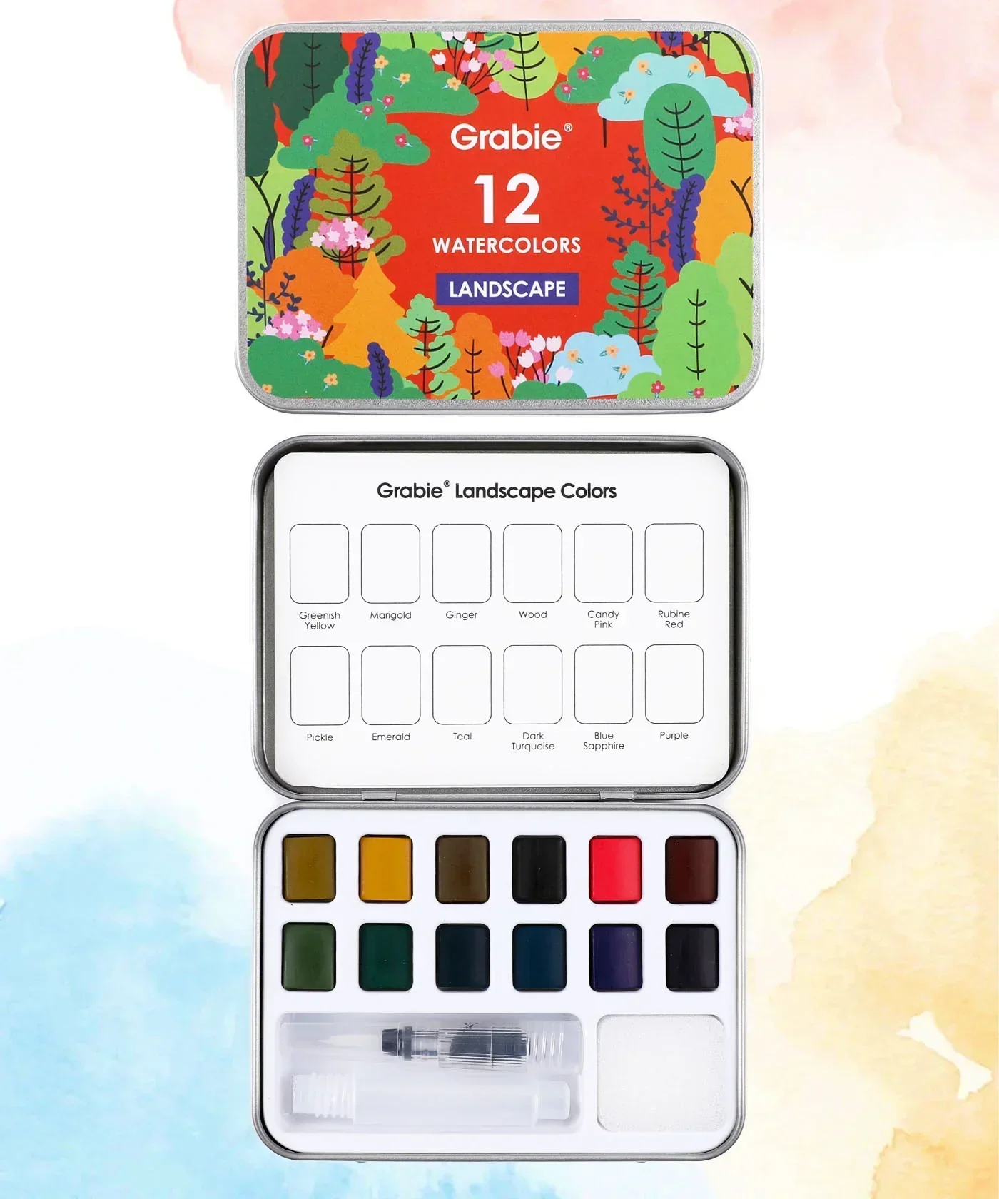 Watercolor Pocket Set Of 12 With Brush - Landscape Colors - Image 8
