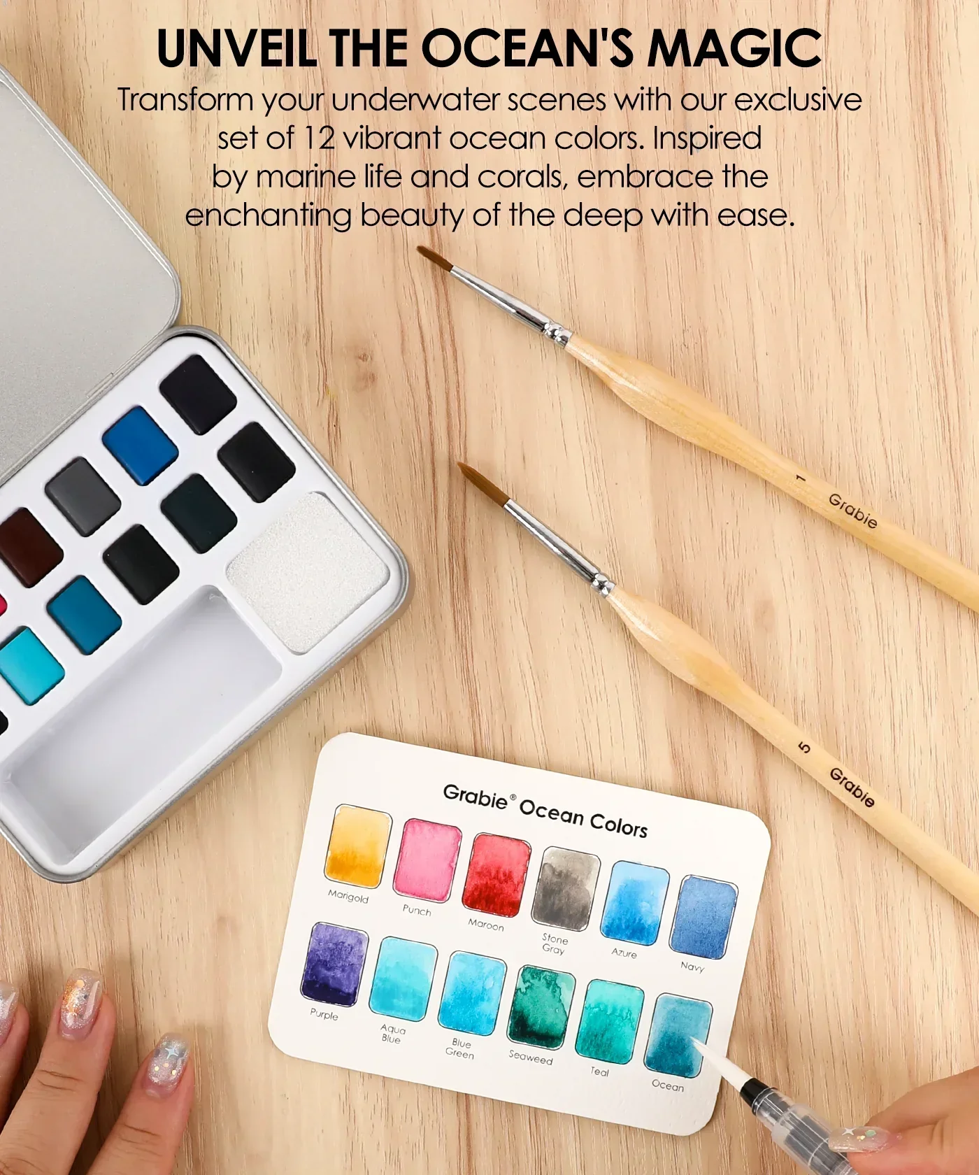 Watercolor Pocket Set Of 12 With Brush - Ocean Colors - Image 5