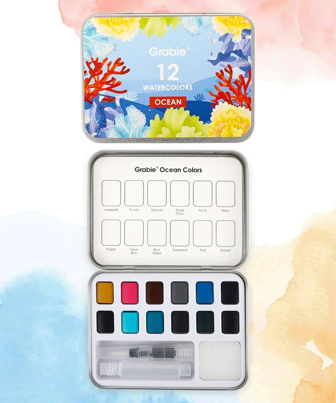 Watercolor Pocket Set Of 12 With Brush - Ocean Colors - Image 8
