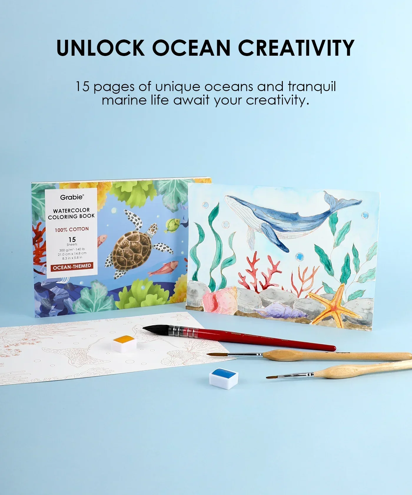 Watercolor Set Of 50 & Coloring Book Bundle - Image 13