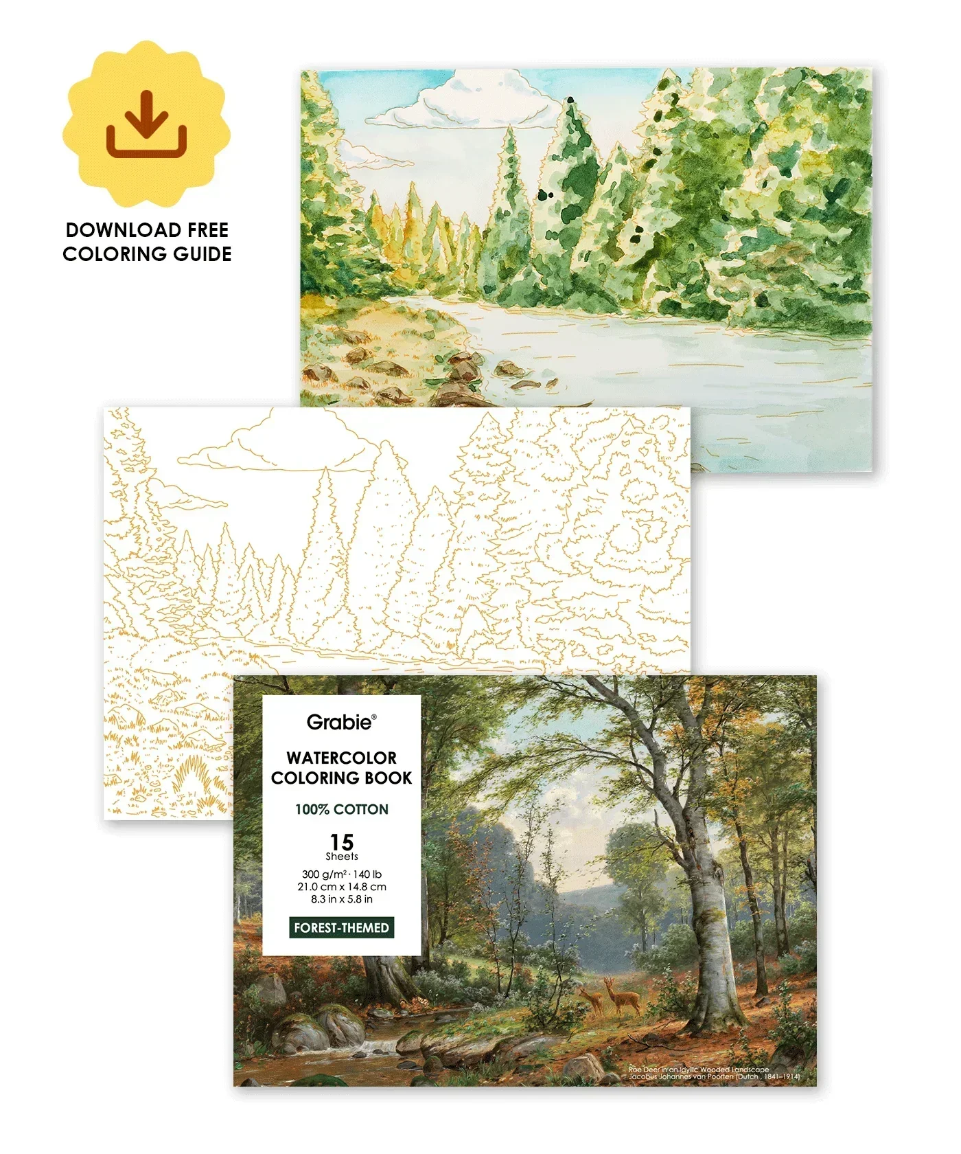 Watercolor Set Of 50 & Coloring Book Bundle - Image 18