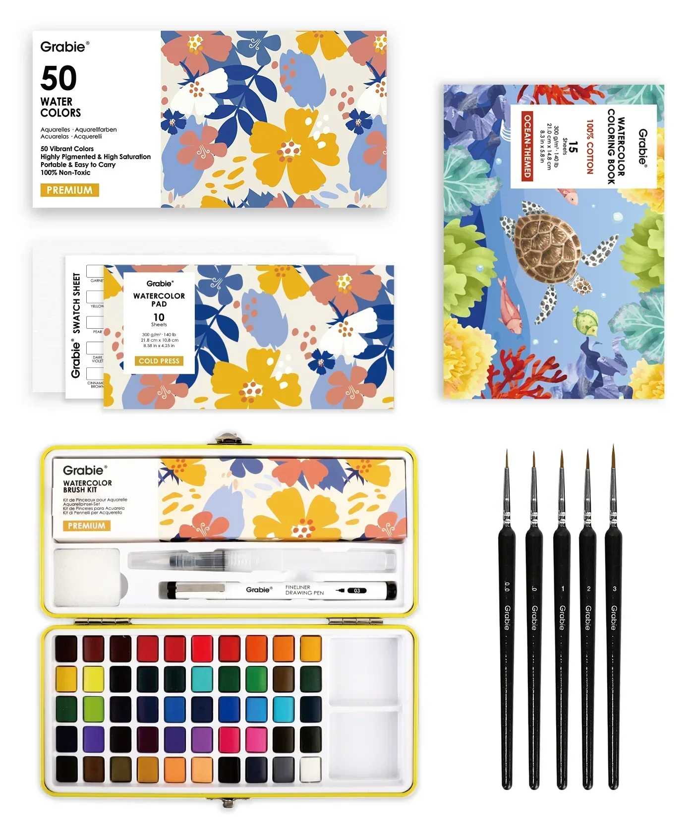 Watercolor Set Of 50 & Coloring Book Bundle - Image 2