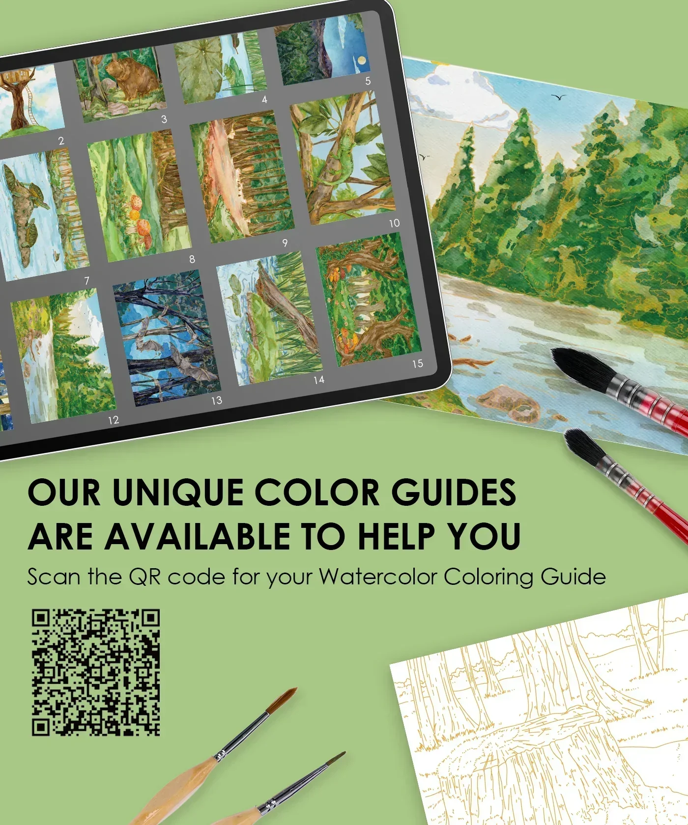 Watercolor Set Of 50 & Coloring Book Bundle - Image 20