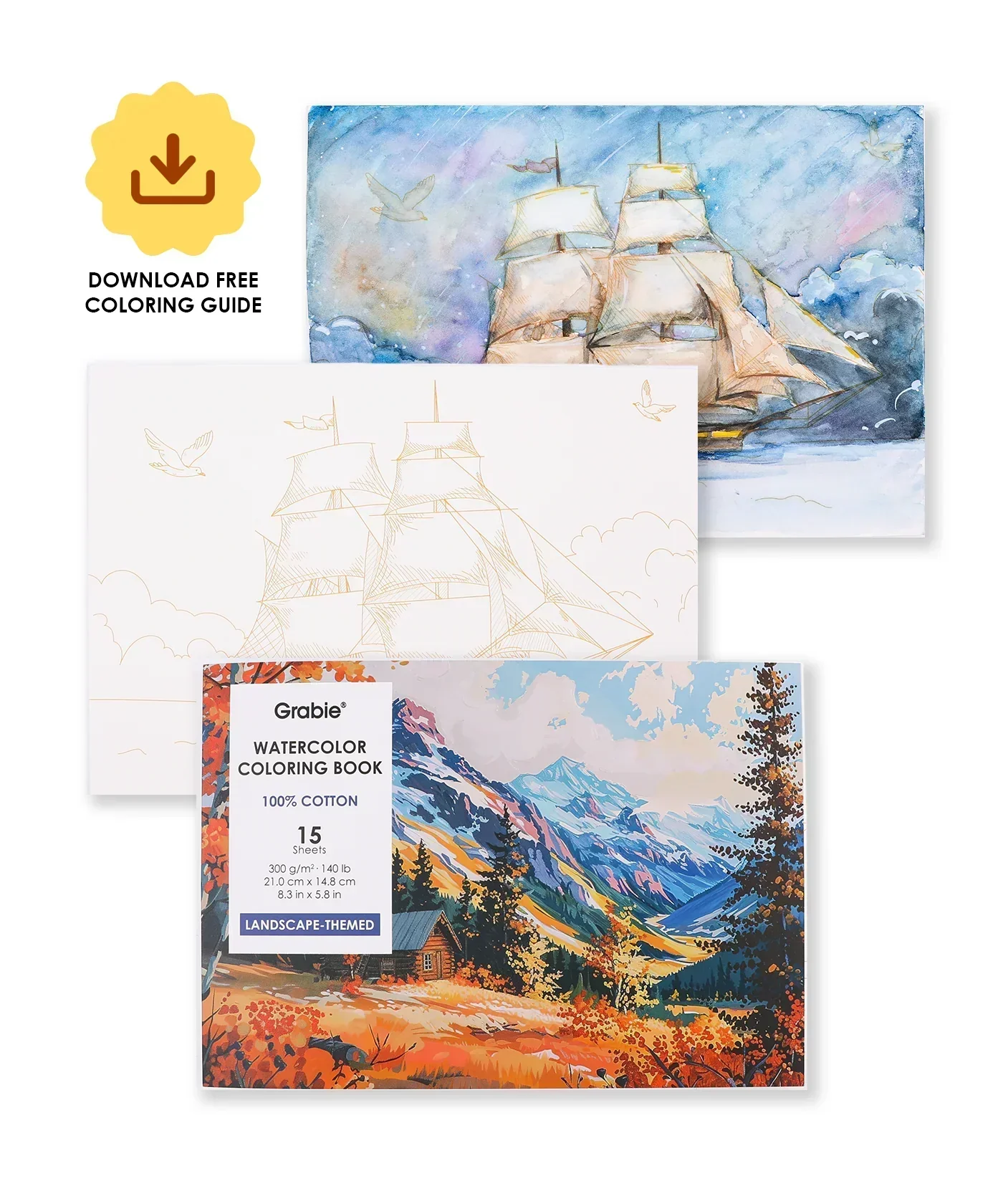 Watercolor Set Of 50 & Coloring Book Bundle - Image 23