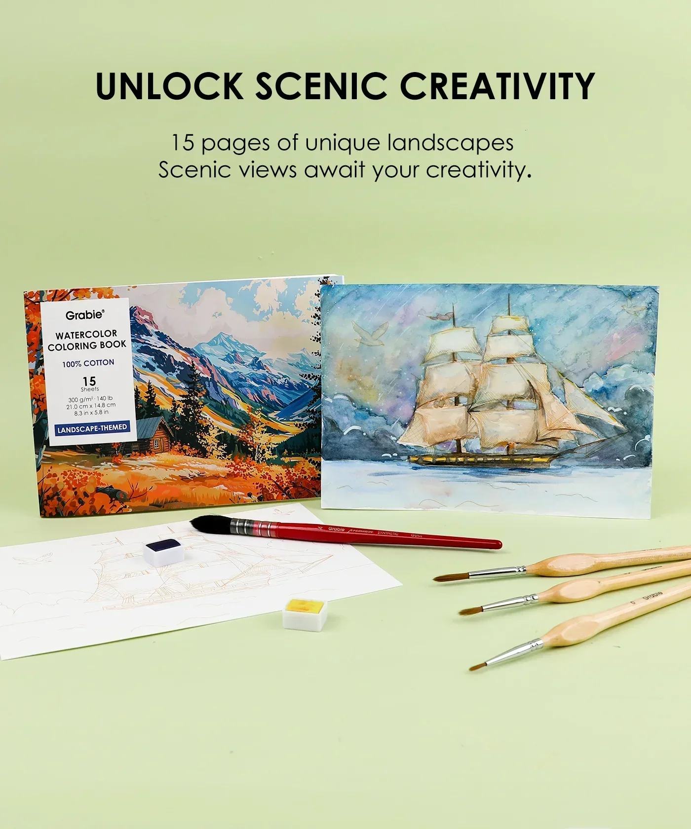 Watercolor Set Of 50 & Coloring Book Bundle - Image 24