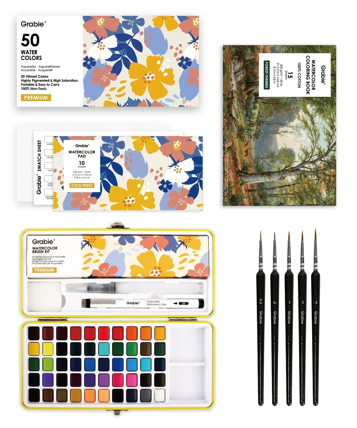 Watercolor Set Of 50 & Coloring Book Bundle - Image 3