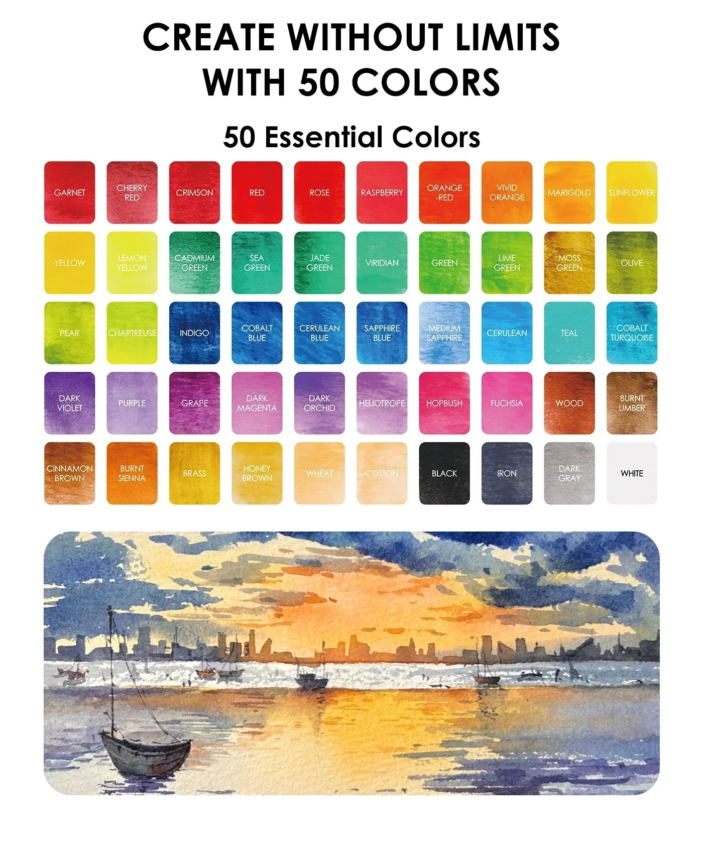 Watercolor Set Of 50 & Coloring Book Bundle - Image 36