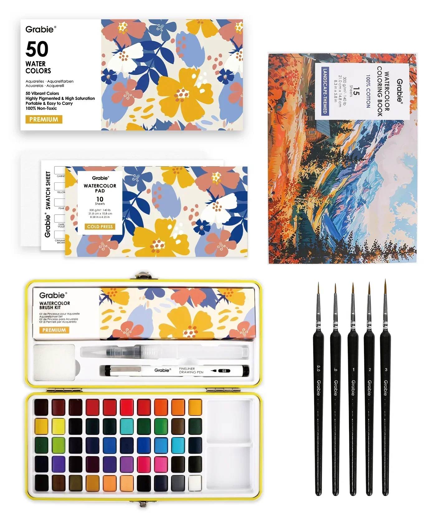 Watercolor Set Of 50 & Coloring Book Bundle - Image 4