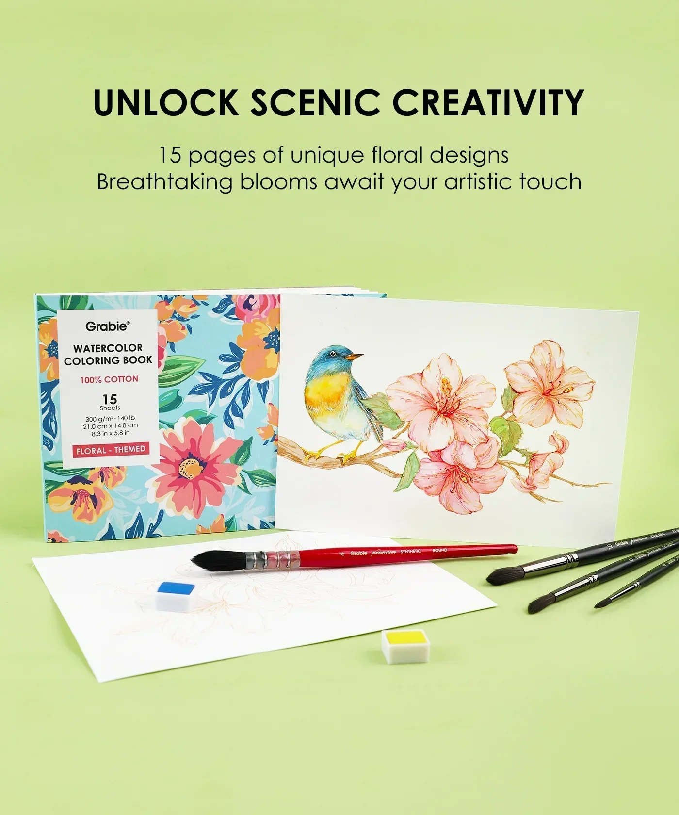 Watercolor Set Of 50 & Coloring Book Bundle - Image 7
