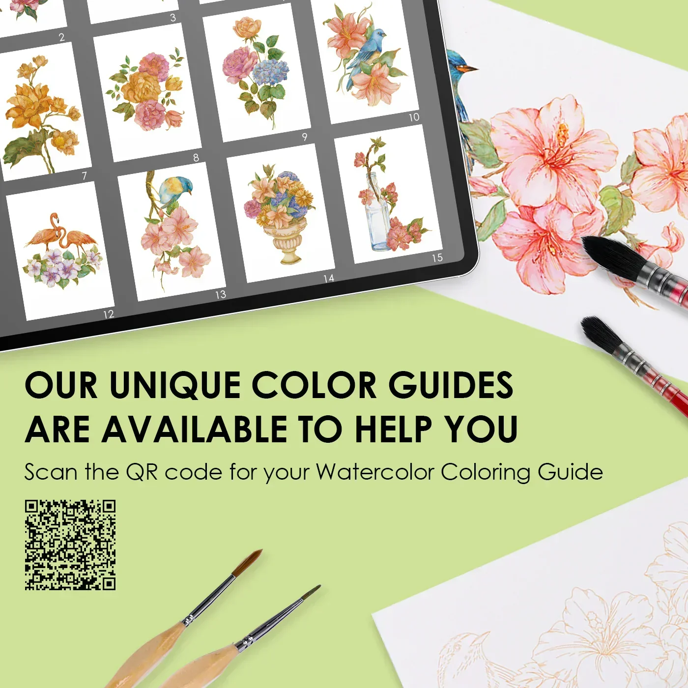 Watercolor Set Of 50 & Coloring Book Bundle - Image 8